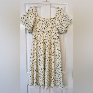Beryl Cream Floral Smocked Puff Sleeve Dress